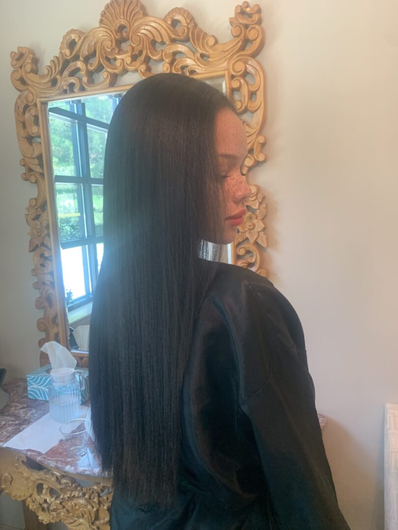pretty girl after straight hair